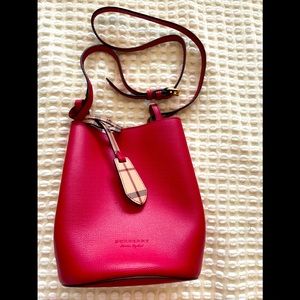 Burberry Crossbody Bucket Bag - NWOT - Red Leather - AUTHENTIC!
